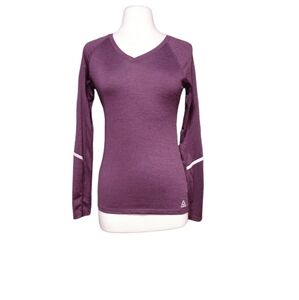 Reebok XS Athletic Top Shirt Purple Workout Yoga Running Track Woman Stretch